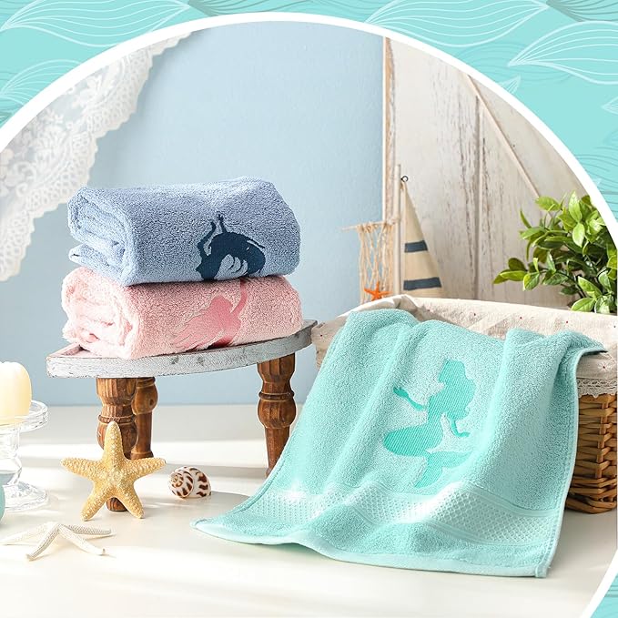 3 Pack Coastal Mermaid Hand Towels