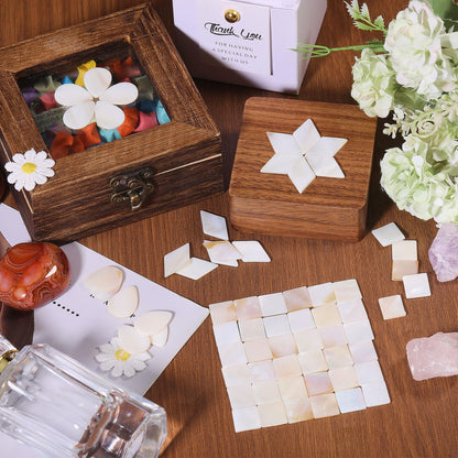 beinkmake 195Pcs Mother of Pearl Mosaic Tiles Bulk Natural Shell Mosaic Flat Rhombic Square Tiles for Home Decoration DIY Crafts