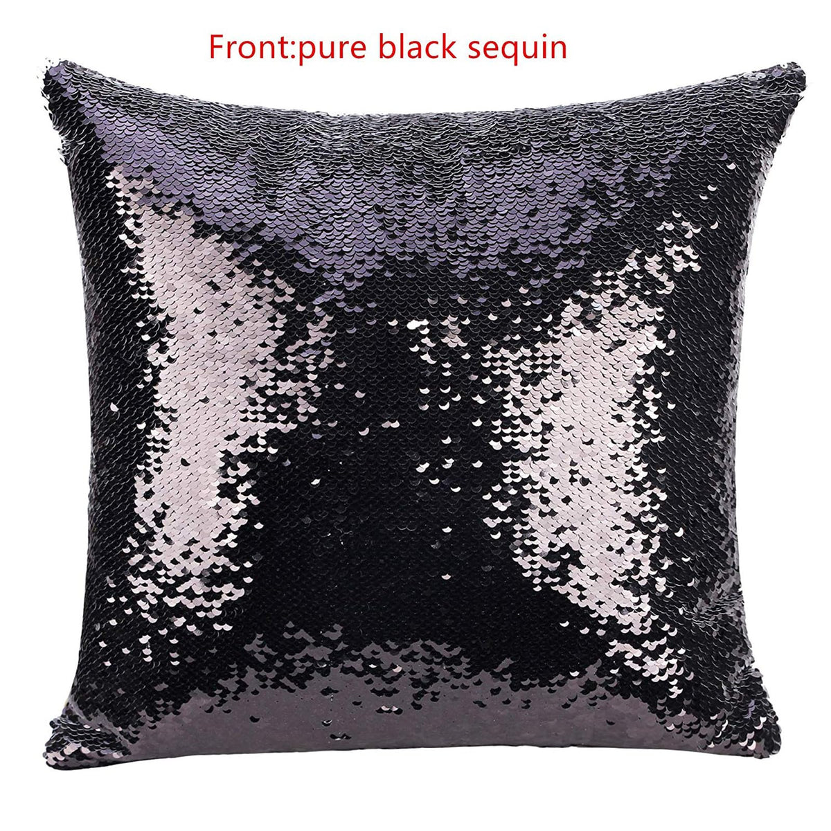 DIY Office Sequin Pillows Cover Magic Reversible Sequin Pillowcase Home Decorative Cushion Cover for 16×16 Inches (1, Danny 2 Black)