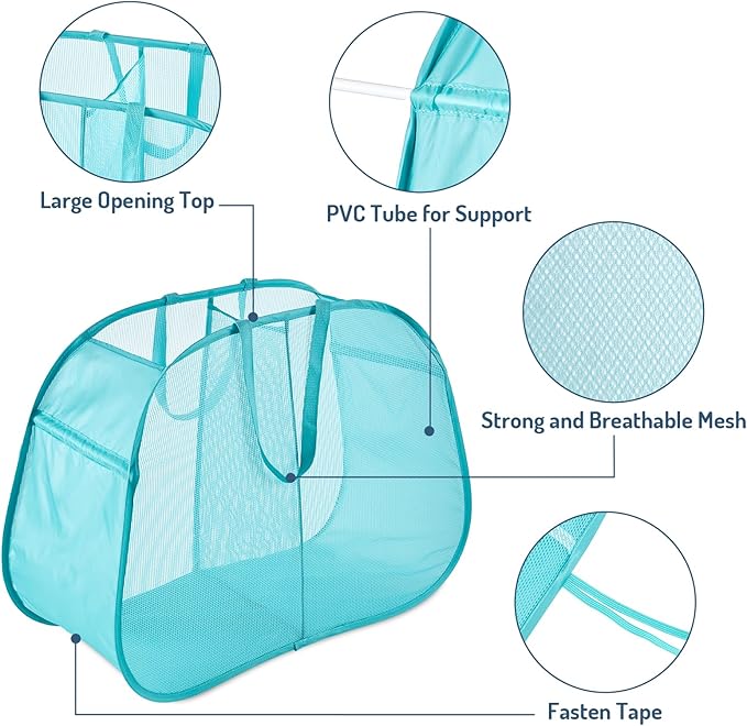 Seiritex Mesh Popup Laundry Hamper 2 Compartment, Collapsible Laundry Sorter