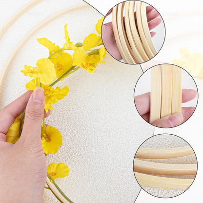 AUEAR, 12 Pack Wooden Bamboo Floral Hoop 3 Sizes Macrame Rings Dream Catcher Craft Hoops Ring for DIY Wedding Wreath Wall Hanging Catchers Crafts (8 Inch/10 Inch/12 Inch)