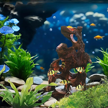 Natural Wood Aquarium Cave Betta Fish Hideout for Aquarium Fish Tank Decorations-Reptile Hide-Snake Hide-Cave for Cichlids Habitat Shelter for Crayfish Shrimp and Other Aquatic Pets 6.1-9.8"