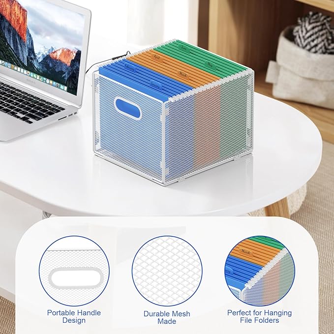 Samstar Hanging File Organizer, Mesh File Folder Organizer Crate Cabinet