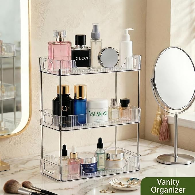 2 Tier Bathroom Counter Organizer, Bathroom Counter Shelf, Vanity Organizer Countertop, Skin Care Organizer, Makeup Perfume Organizer for Bathroom Tray, Cosmetic, Dresser, Kitchen