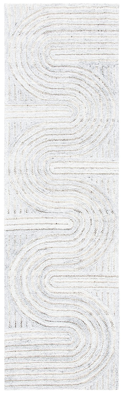 SAFAVIEH South Hampton Collection Runner Rug - 2'3" x 6', Grey, Handmade Mid-Century Modern Abstract, Ideal for High Traffic Areas in Living Room, Bedroom (SHA301F)
