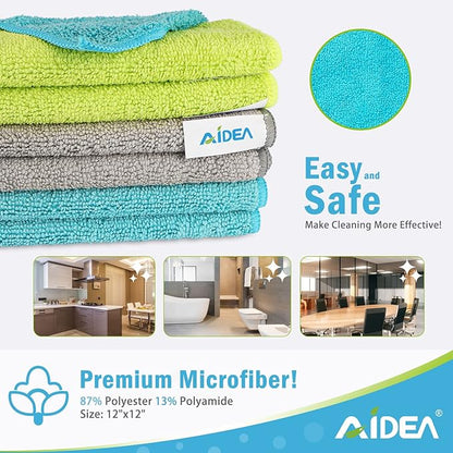 AIDEA Microfiber Cleaning Cloth-12PK, Soft Microfiber Towels