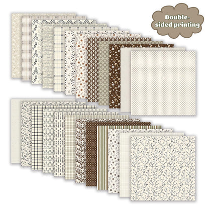 MIATTCLD Scrapbook Paper 12x12 In Double Sided Decorative Paper for Scrapbooking, 24 Sheets/24 Designs Spring Floral Patterned Craft Paper for Junk Journals DIY Cards Album Decoration (Beige)