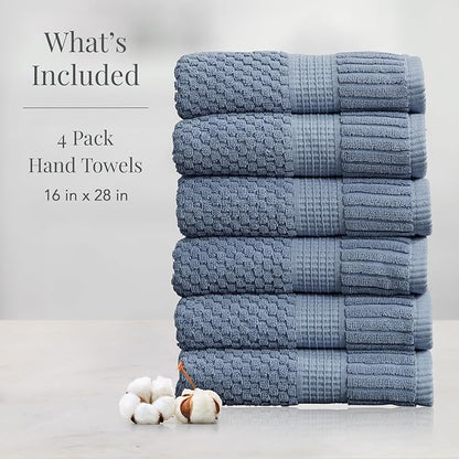 NY Loft 100% Cotton Hand Towel 6 Pack | Super Soft & Absorbent Quick-Dry Hand