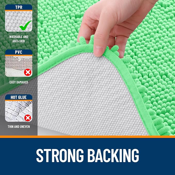 OLANLY Bathroom Rugs 35x24, Extra Soft Absorbent Chenille Bath Rugs, Rubber Backing Quick Dry, Machine Washable Bath Mats for Bathroom Floor, Tub and Shower, Home Decor Accessories, Mint Green