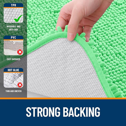 OLANLY Bathroom Rugs 35x24, Extra Soft Absorbent Chenille Bath Rugs, Rubber Backing Quick Dry, Machine Washable Bath Mats for Bathroom Floor, Tub and Shower, Home Decor Accessories, Mint Green