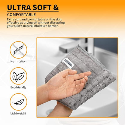 HOMERHYME Hand Towels for Bathroom, 24 Pack 25''*15'' Microfiber Grey Bath Hand