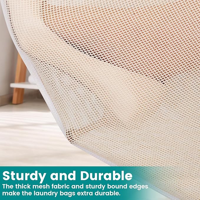 6Pcs Durable Cotton Mesh Laundry Bags