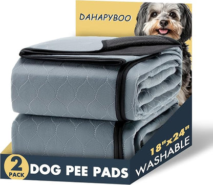 DAHAPYBOO Washable Pee Pads for Dogs 18x24,2 Pack | Reusable Puppy Pads for Dogs Non-Slip Waterproof Pet Training Pads for Crate, Playpen, Bed, Sofa,Whelping Box, Potty Training