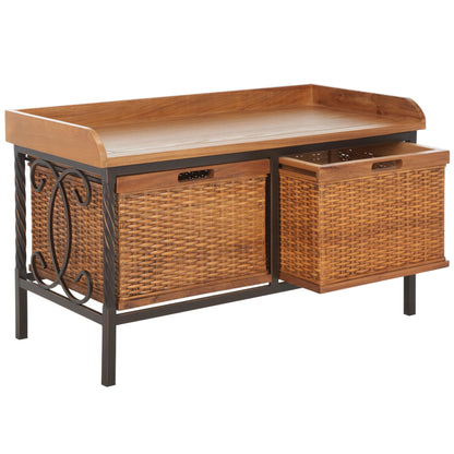Safavieh American Homes Collection Noah Antiqued Pewter and Oak Storage Bench