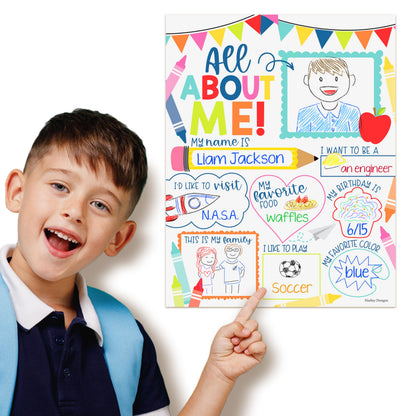 Hadley Designs All About Me Posters for Classroom Must Haves - 20 Star Student Poster, 100 Days of School Items, Star of The Week Poster Elementary Classroom Decor, End of School Year Teacher Supplies