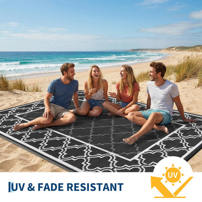 Garvee Reversible Outdoor Rug 5x8, Waterproof Outdoor Plastic Straw Rug with Interlacing Pattern, RV Mat for Picnics, Patio, Camping, Balcony, Deck, Backyard, Porch