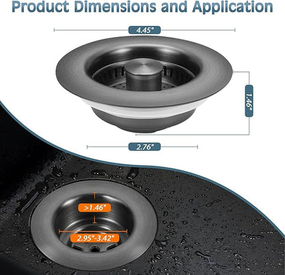 Kitchen Sink Drain Strainer 3 in 1, 304 Stainless Steel Pop Up Sink Stopper