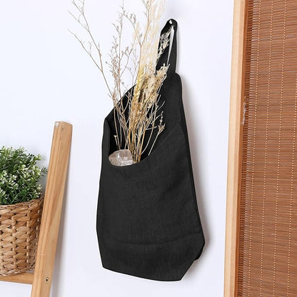 100% Linen Hanging Storage Bags Baskets 2 Pcs, Small Wall Storage Bag