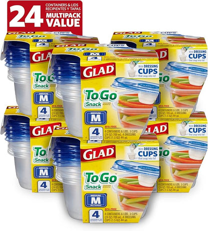 Glad GladWare To Go Snack Food Storage Containers