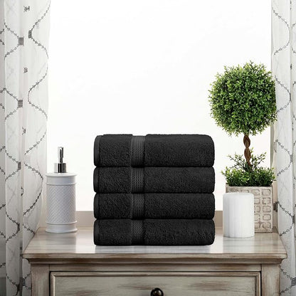 SUPERIOR Egyptian Cotton Pile Hand Towel Set of 4, Ultra Soft Luxury Towels