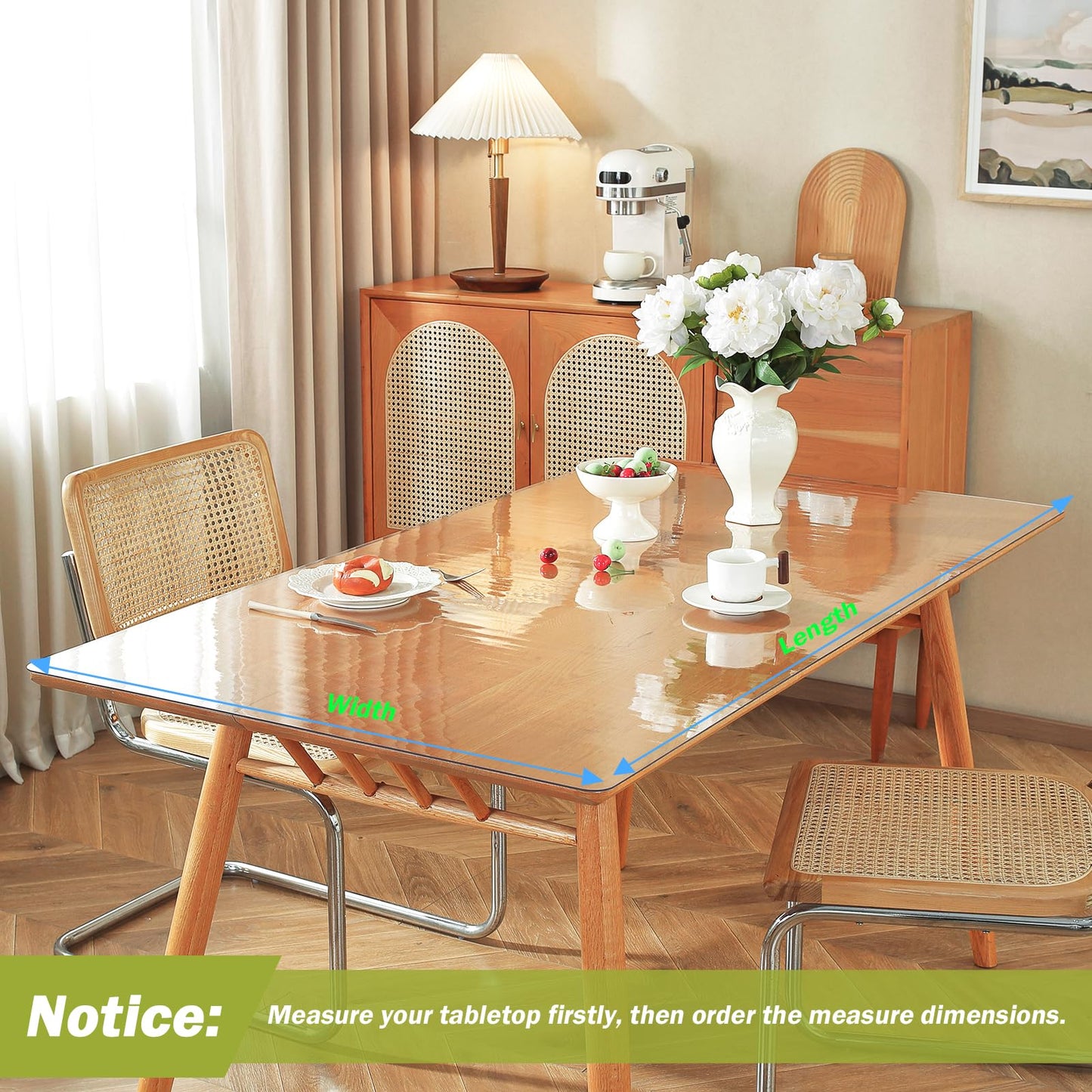 OstepDecor Clear Table Cover Protector 38 x 72 Inch, 1.5mm Thick Plastic Table Cover, Dining Table Protector Pad, Waterproof & Easy Cleaning PVC Desk Mat for Dresser, Coffee & Kitchen Wooden Tabletop