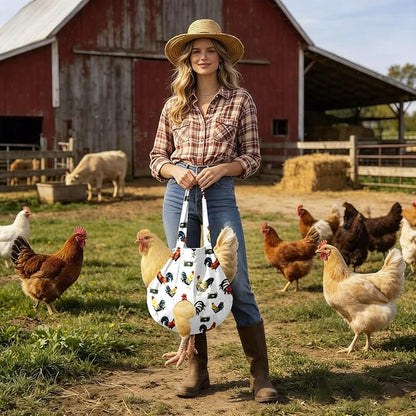 Chicken Carrier Sling Holder Bag with Handle, Driving Poultry Carriers Handbag for Farm Owners and Pet Lover Chicken Holder Poultry Travel (White)
