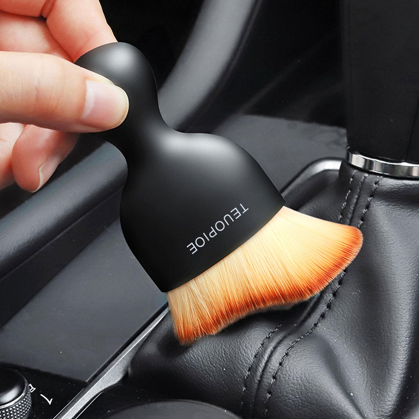 TEUOPIOE Car Interior Cleaning Brush, Car Duster Interior,Car Detailing Brush Dusting Brush,Car Interior Cleaning Tool, Auto Soft Hair Car Brush,Auto Interior Dust Brush for Air Vents(Brown)