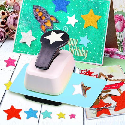 Star Hole Punch, Star Punches for Paper Crafts, Stars Paper Puncher Shape, 1 inch Stars Punch for Crafting, Large Hole Puncher, Scrapbook Punches 2 in, 1.5 in, 1 in, 5/8 in, 3/8 in - 5 Pcs
