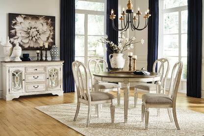 Signature Design by Ashley Realyn French Country Ribbon Back Dining Chair, 2 Count, Chipped White