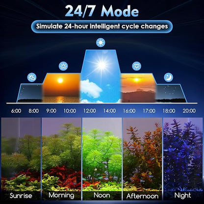 AQQA LED Aquarium Light 60W for 40-48 Inch Fish Tank, 24/7 Mode&DIY Mode Full Spectrum Fish Tank Light, IP68 Waterproof High Lumen Aquarium Plant Light, Adjustable Brightness/Timer, Memory Function