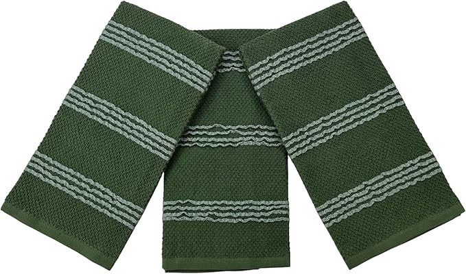 Serafina Home Dark Forest Green Kitchen Hand Dish Towels: Oversized 18" x 28"