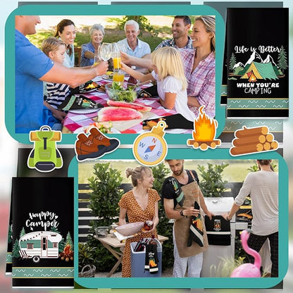 Boyiee 6 Pcs Camping Kitchen Towels Black Absorbent Dish Towels Bonfire Tent