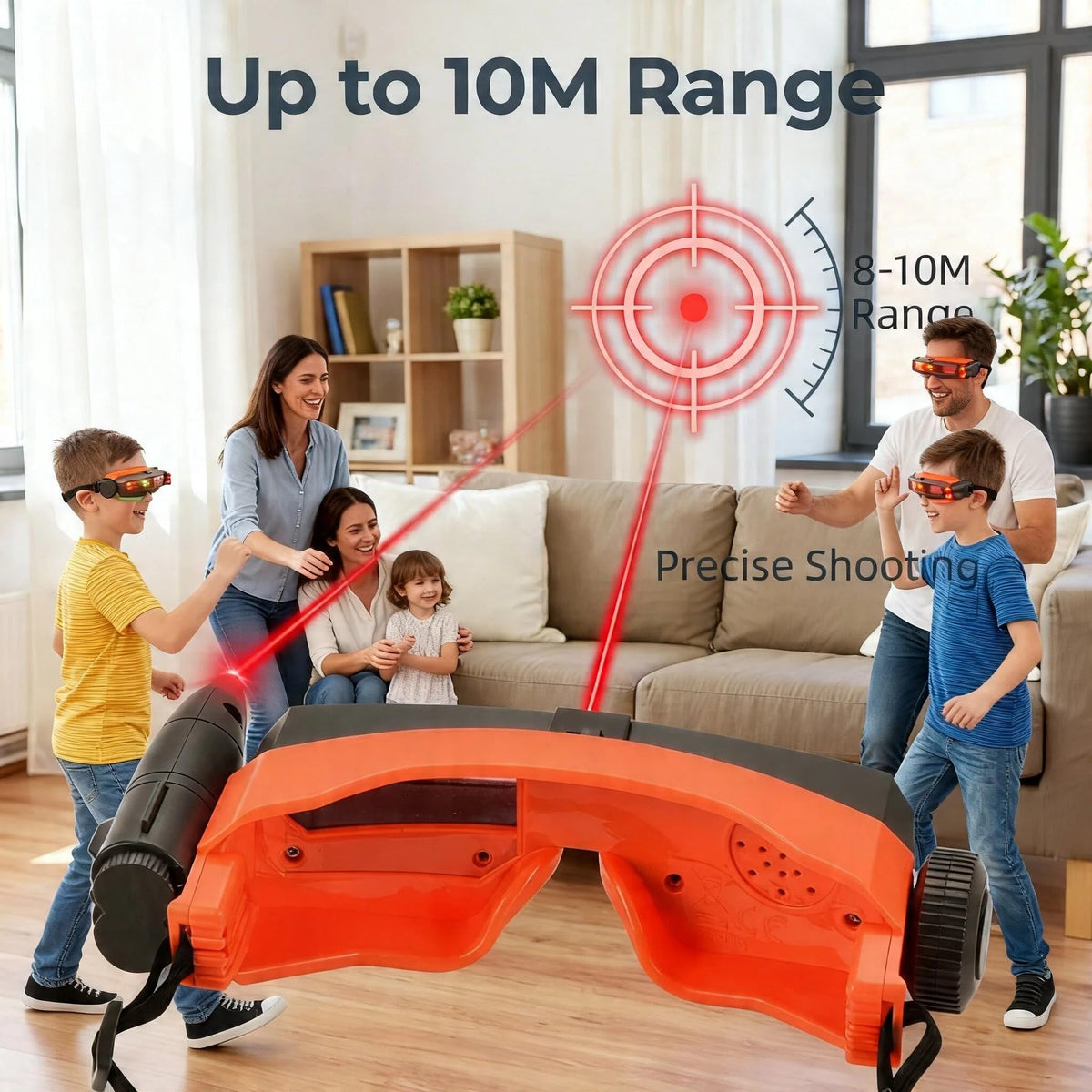 Laser Shoot Head-to-Head Combat Battle Eye Mask Laser Tag Game, LED Lights, 10M Range, for Ages 6+, 2 Pack (2, Green+Orange)