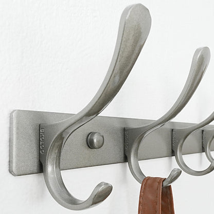 SKOLOO Coat Rack Wall Mounted - 10 Hooks, Heavy Duty, Stainless Steel, Metal Wall Hanger, Sturdy Coat Hooks for Hanging Coats, Jacket, Clothes, Hat, Matte Grey