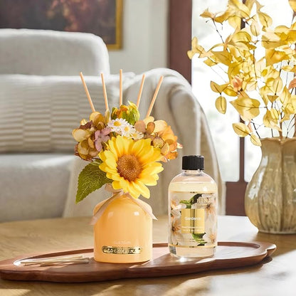 Cocorrína Reed Diffuser Refill Gardenia 10.14oz (300ml) with 8 Sticks - Premium Long-Lasting Floral Essential Oil, Home Fragrance for Bedroom, Bathroom Home Decor