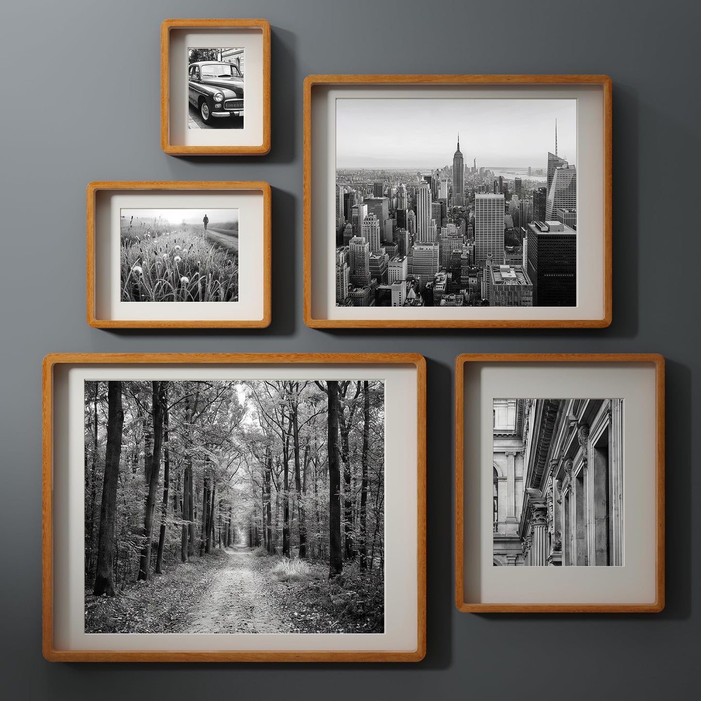 12x16 Picture Frame, USA-Sourced Natural Teak Wood Photo Collage Frame with HD Tempered Glass, Modern Simple 12 x 16 Wooden Frame Matted to 8.5x11, Vertical & Horizontal Wall Hanging Display
