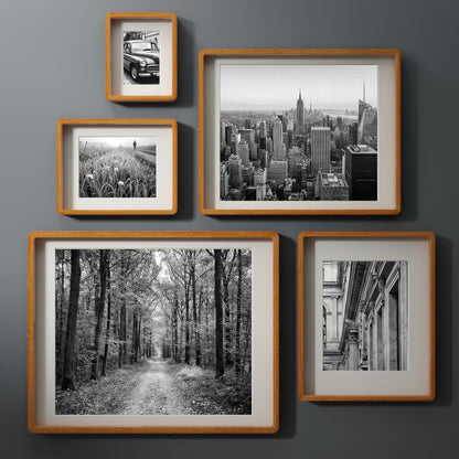 12x16 Picture Frame, USA-Sourced Natural Teak Wood Photo Collage Frame with HD Tempered Glass, Modern Simple 12 x 16 Wooden Frame Matted to 8.5x11, Vertical & Horizontal Wall Hanging Display