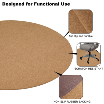 Office Chair Mat for Low Flat Pile Carpet/Hardwood Floor, Round 39"x39" Non-Slip & Noise Reducing Carpet Floor Protector Mat (Coffee Brown)