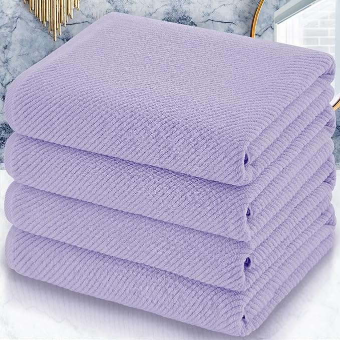 VOOVA & MOVAS Purple Bath Towels Set of 4, Large 30" x 56"