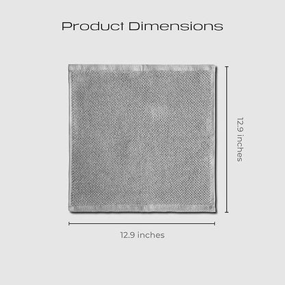 Luxury Silver-Infused Gray Washcloths 4-Pack, 12.9"x12.9"