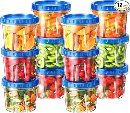 12 Pack-24 oz Freezer Storage Containers, Plastic Food Storage Containers