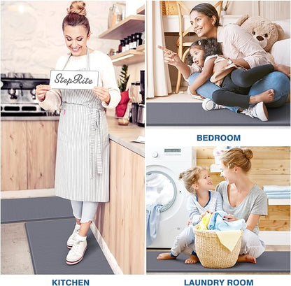 StepRite Kitchen Mats, Kitchen Rugs Sets of 2, Cushioned Anti Fatigue Kitchen