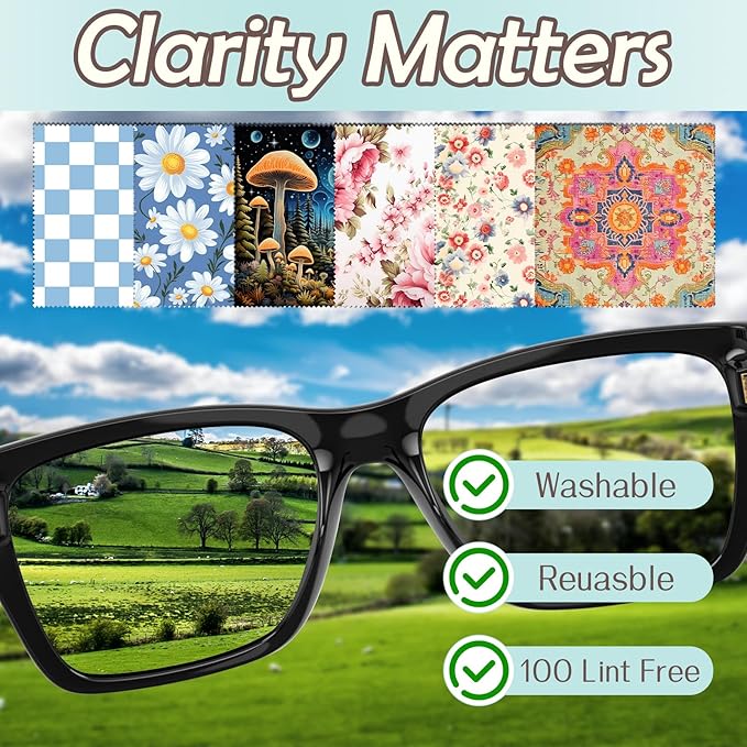 6 PCS Glasses Cleaning Cloth Eyeglass Lens Microfiber Cleaning Cloth Reusable