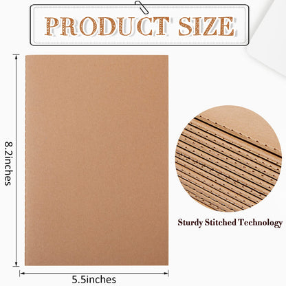 Sabary 72 Pack Kraft Paper Notebook Journals 5.5 Inch x 8.3 Inch A5 Notebook in Bulk Softcover Ruled for Writing Sketch Travel Journal with 60 Pages 30 Sheets(Brown,Dot Grid)
