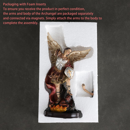 ASTARIKO Catholic St. Michael the Archangel Statue - 11.2” H Hand-Painted Resin Figurine on Premium Wooden Base, Saint Michael Defeating Satan Religious Gifts for Home Decor