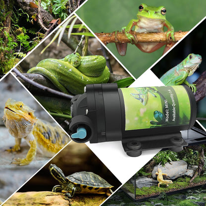 Reptile Misting System with Timer, 6 Adjustable-Joint Nozzles, Self-Priming Pump, Quiet Fine Mist for Chameleons, Geckos, Frogs & Terrariums