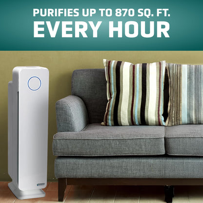 GermGuardian 5-In-1 HEPA Air Purifier for Home, Pet Air Purifier with HEPA Air Filter & UV-C Light, AC4300BPTCA, 743 Sq. Ft., 22'' Tower, Black
