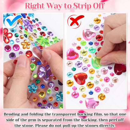 Lezmarket 3600PCS Gem Stickers, Rhinestone Stickers for Crafts, Sticky Pearls Jewels Stick on Gems Self Adhesive Sparkle Embellishments for Decoration