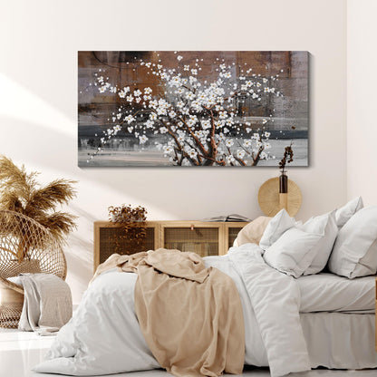 KLAKLA Large Canvas Wall Art for Living Room Brown Picture Wall Decor Modern Paintings Plum Blossom Art Prints Bedroom Office Framed Artwork for Wall