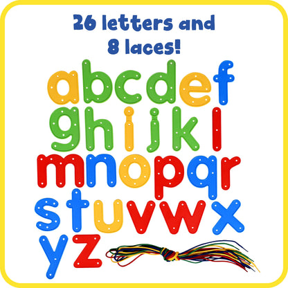 READY 2 LEARN Lacing Alphabet - Lowercase - 26 Letters - 8 Laces - Threading Toy for 3, 4, 5, 6 Year Olds - Fine Motor Skills, Letter Recognition and Early Spelling